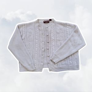 VTG 80's American Eagle Outfitters For Her Large Beige Knitted Cropped Cardigan